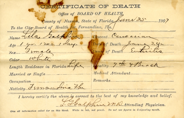 Galphin, Lila death certificates