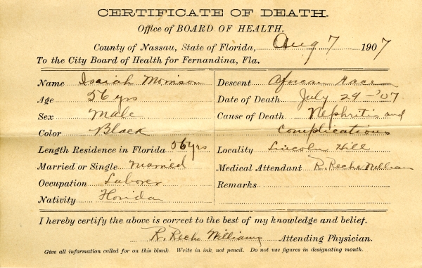 Morrison, Isaiah death certificates