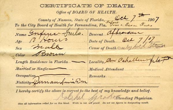 Fuls, Infant death certificates
