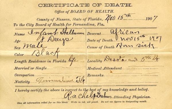 Shellman, Infant death certificates