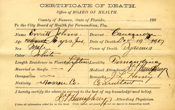Johns, Emitt death certificates