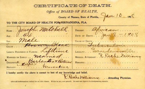 Mitchell, Joseph death certificates