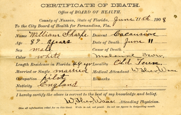 Sharpe, William death certificates