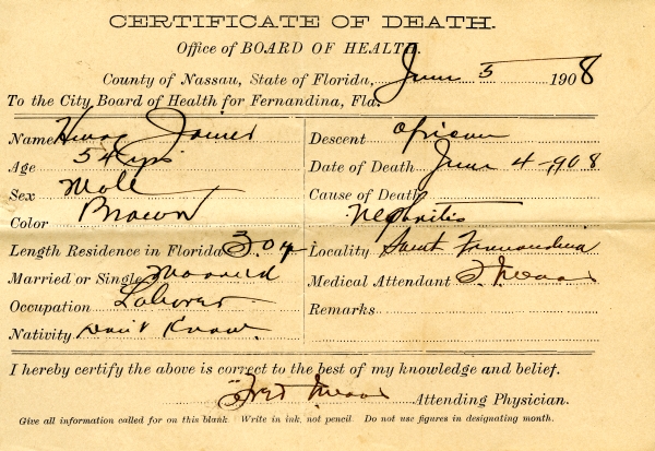 James, Henry death certificates