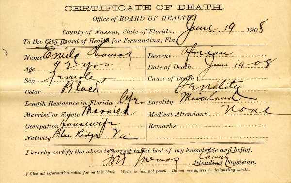 Thomas, Emily death certificates