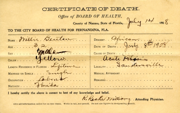 Benton, Willie death certificates