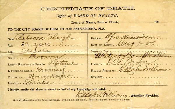 Floyd, Rebecca death certificates