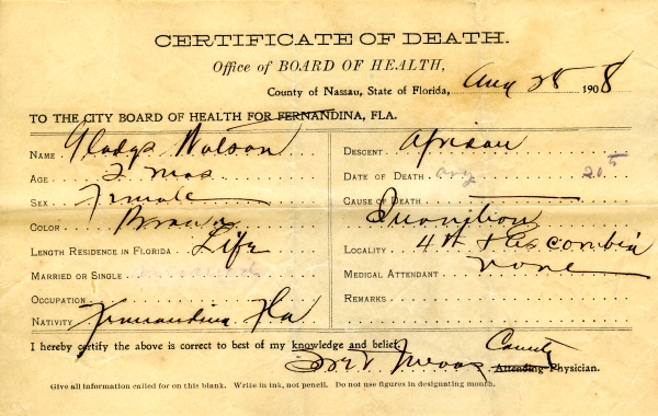 Watson, Gladys death certificates