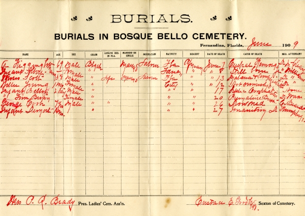 Higginbotham, A. burial registers