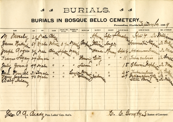 Hedyck, James burial registers