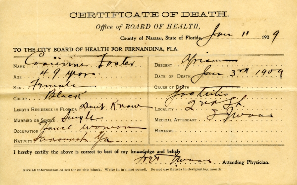 Foster, Corinne death certificates