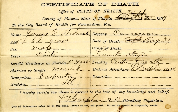 Hedrick, James C. death certificates