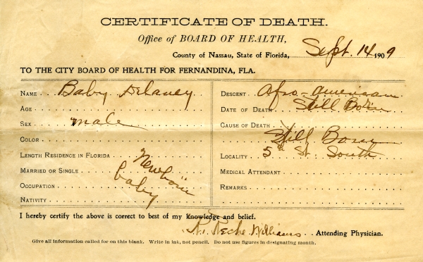 Delaney, Baby death certificates
