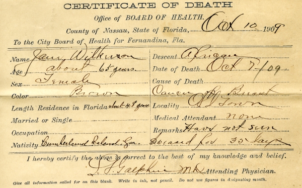 Wikerson, Jane death certificates