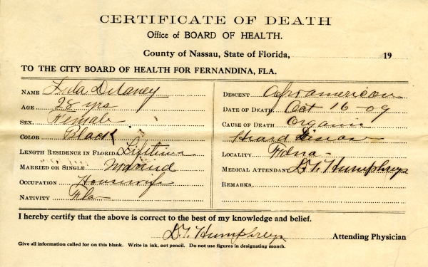 Delaney, Lula death certificates