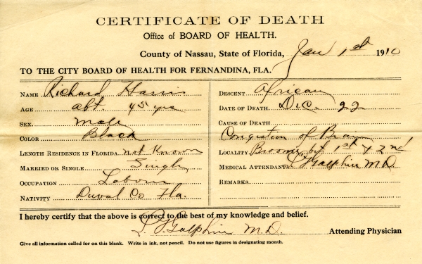 Harris, Richard death certificates