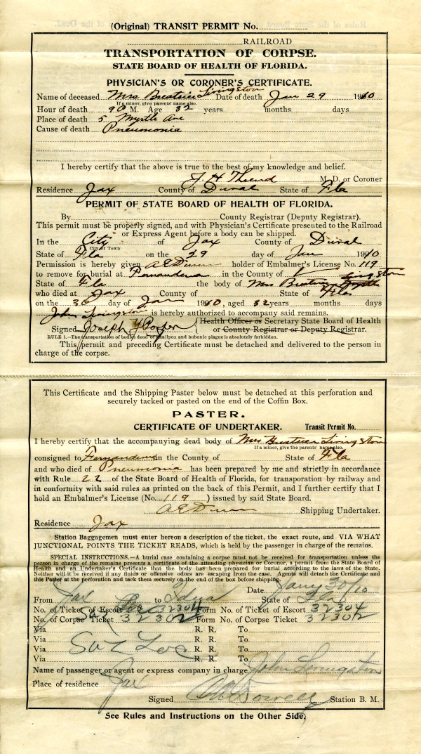 Livingston, Mrs. Beatrice permits