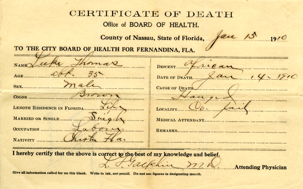 Thomas, Luke death certificates
