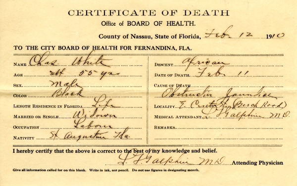 White, Charles death certificates
