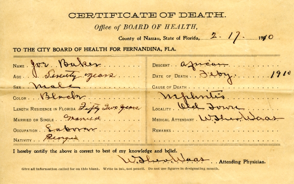 Baker, Joe death certificates