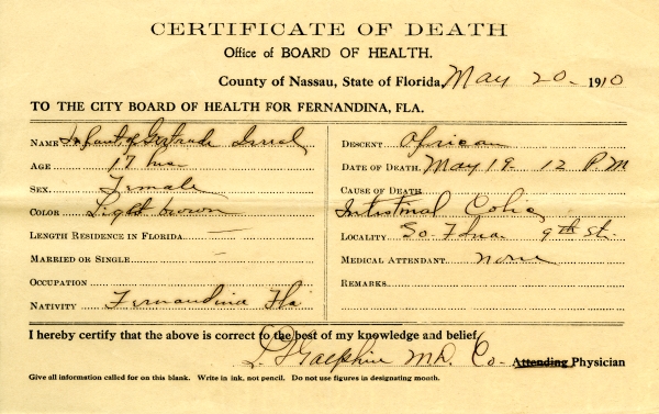 Israel, Infant of Gertrude death certificates