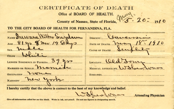 Suydam, Duwane Wilbur death certificates