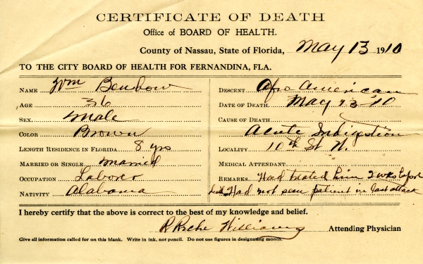 Benbow, William death certificates