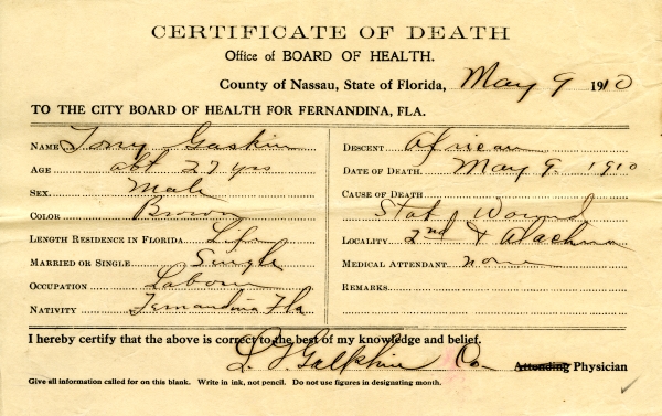 Gaskin, Tony death certificates