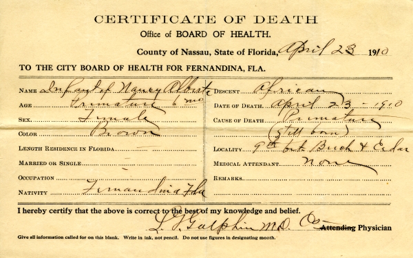 Alberta, Infant of Nancy death certificates