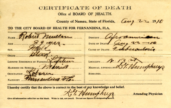 Mullen, Robert death certificates