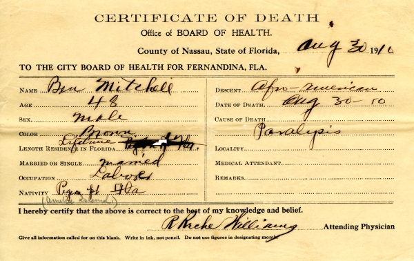 Mitchell, Ben death certificates