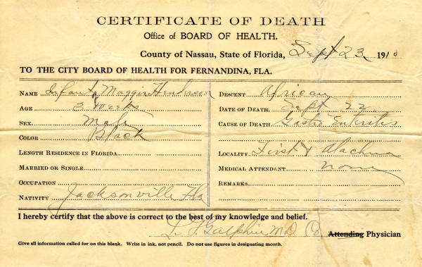 Henderson, Infant of Maggie death certificates