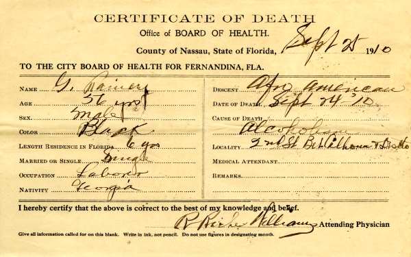 Rainey, G. death certificates