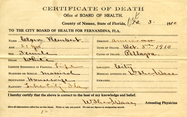 Rembert, Clara death certificates