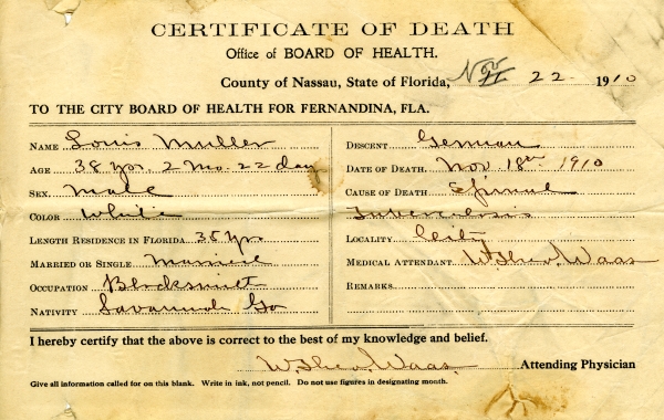 Muller, Louis death certificates