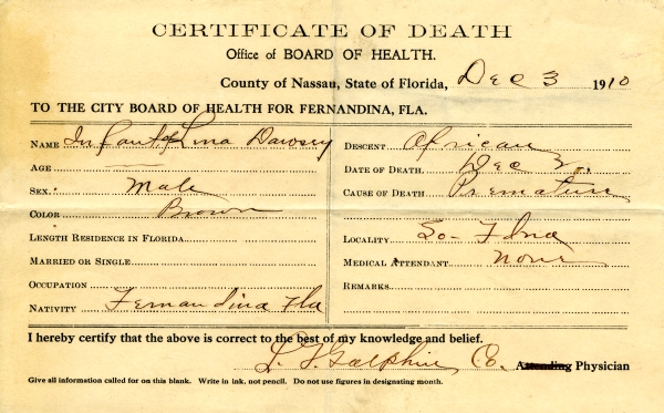 Dawsey, Infant of Lina death certificates