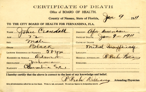 Crandall, John death certificates