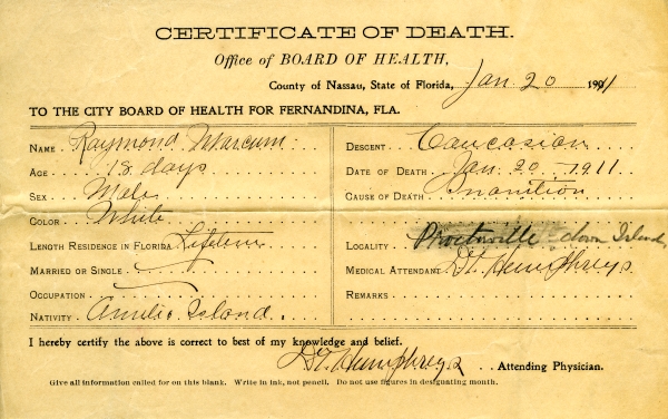 Marcum, Raymond death certificates