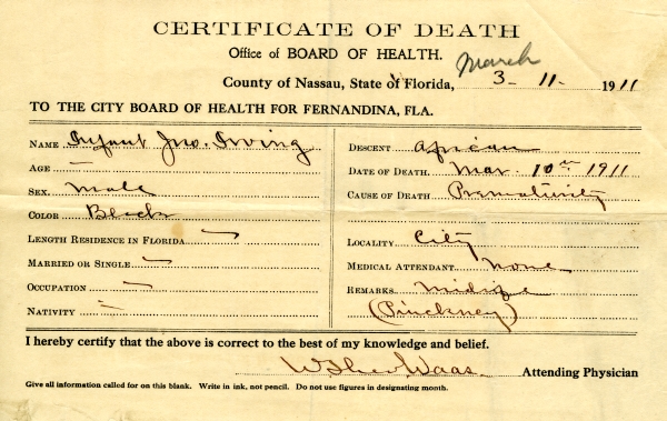 Irving, Infant John death certificates