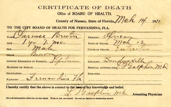 Benton, Samuel death certificates
