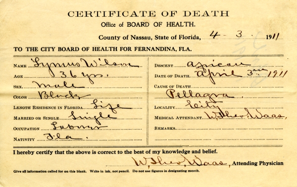 Wilson, Lymus death certificates