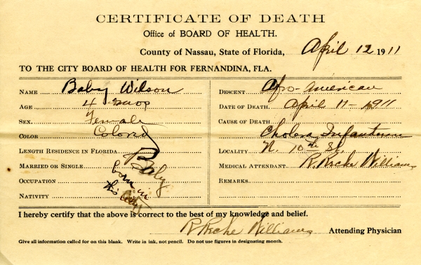 Wilson, Baby death certificates