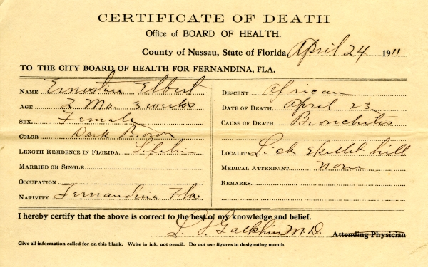 Elbert, Ernestine death certificates