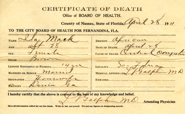 Mack, Ida death certificates