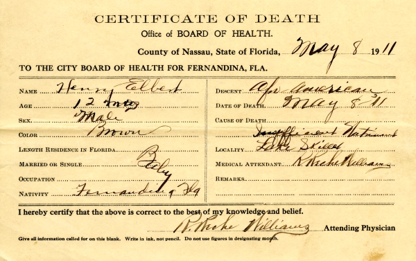 Elbert, Henry death certificates
