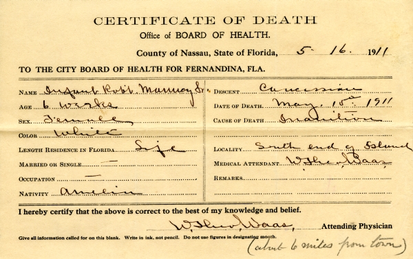 Murray, Infant of Robert Sr. death certificates