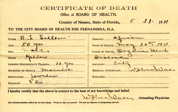 Sellers, R.L. death certificates