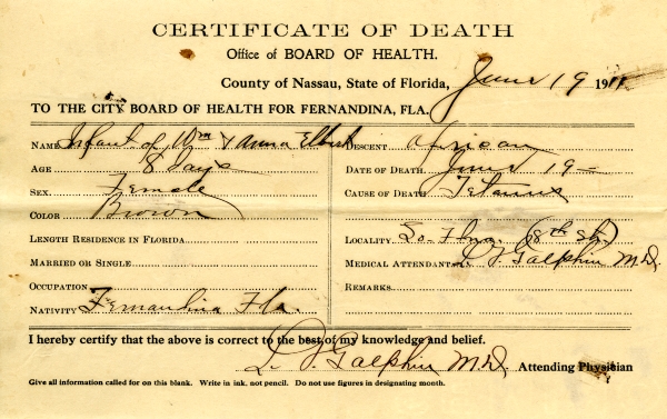 Elbert, Infant of William and Anna death certificates