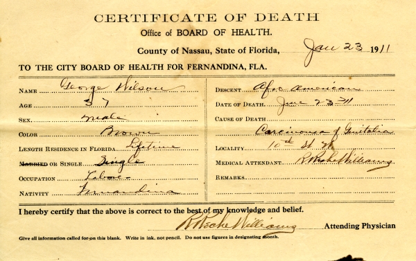 Wilson, George death certificates