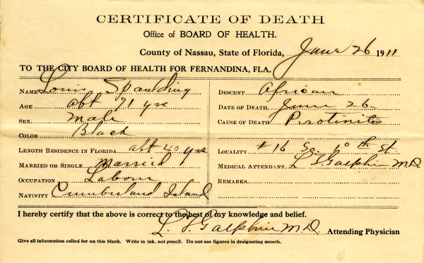 Spaulding, Louis death certificates